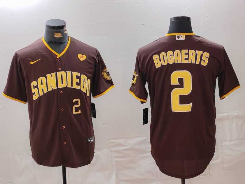 Mens San Diego Padres #2 Xander Bogaerts Brown With PS Patch Cool Base Stitched Jerseys